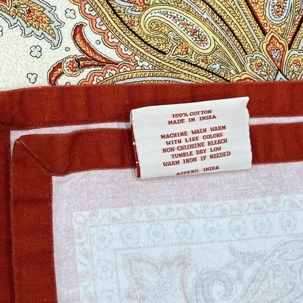 Maison d'Hermine Paisley Cotton Tablecloth 58X61 Red Brown Rustic Farmhouse